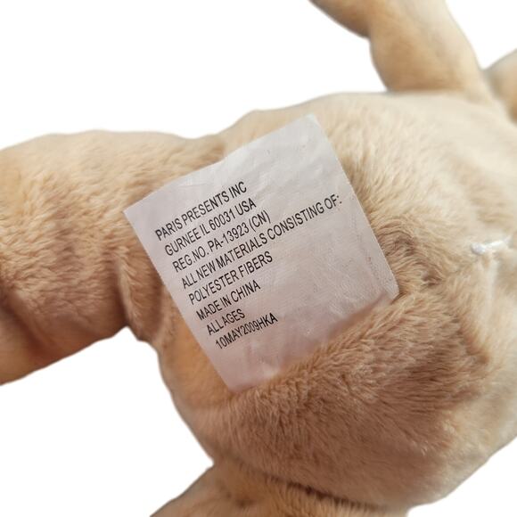 Plush Bear by Paris Presents 8" Tan Stuffed Animal Toy Red Bow Striped Mittens - Picture 6 of 7